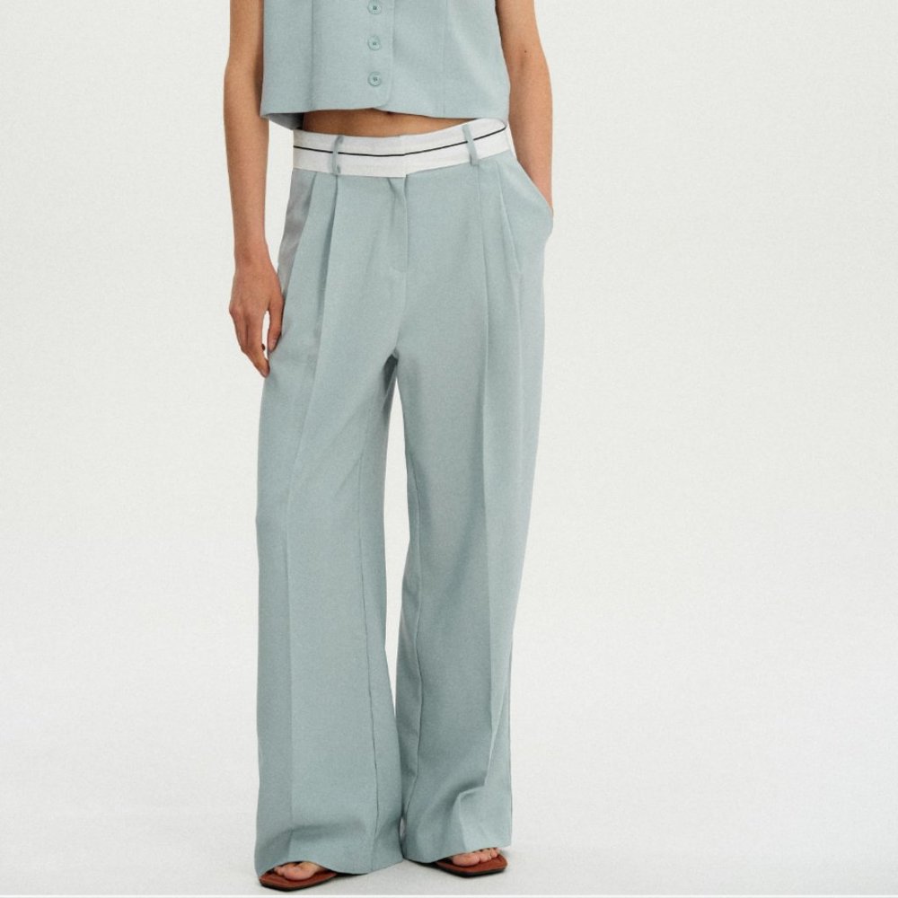 Source Unknown Reversed Suit Trousers, Seafoam/blue